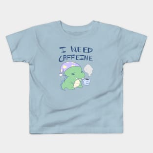 Dinosaur Needs Caffeine Kids T-Shirt